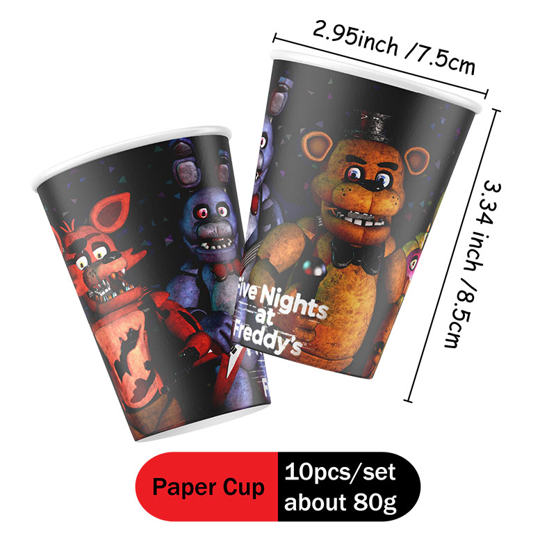 FNAF 테마 종이 접시 컵 컵케이크 토퍼 프레디의 5 - Party Games At Wedding 리뷰 및 가격