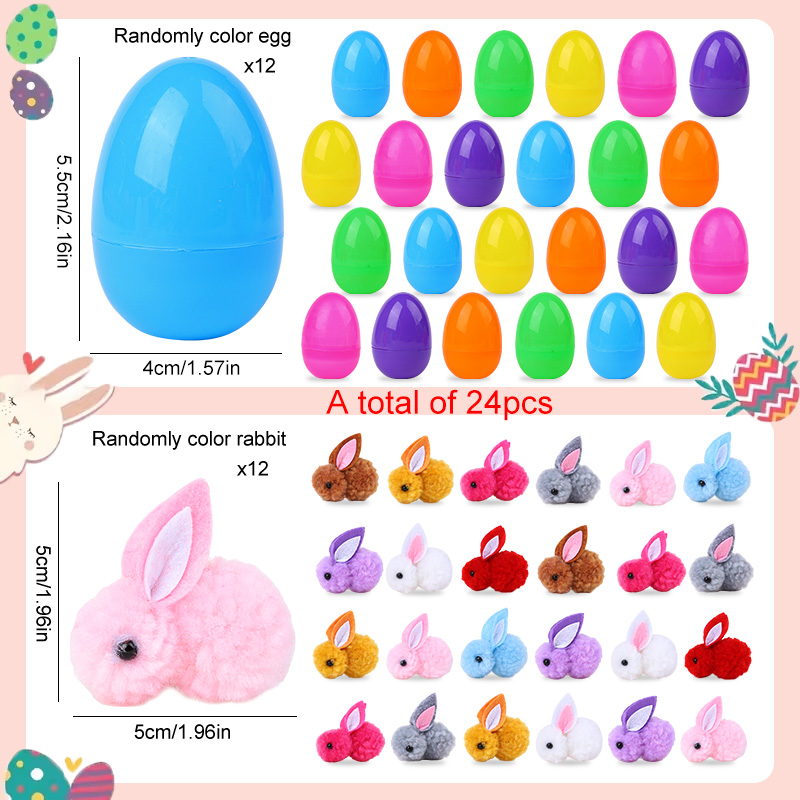 24개 귀여운 토끼 그림이 있는 부활절 달걀, 어린이  - Party Games Egg 리뷰 및 가격